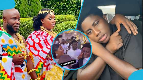 Opoku Bilson weeps uncontrollably as he joins Diana Asamoah and her new husband on the dancefloor