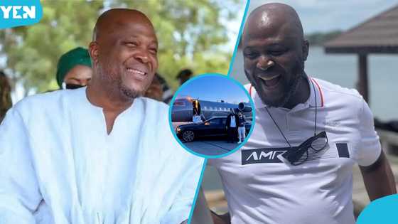 Ibrahim Mahama poses with son near his private jet, netizens love their rich lifestyle: "Dzata Ne Neba"