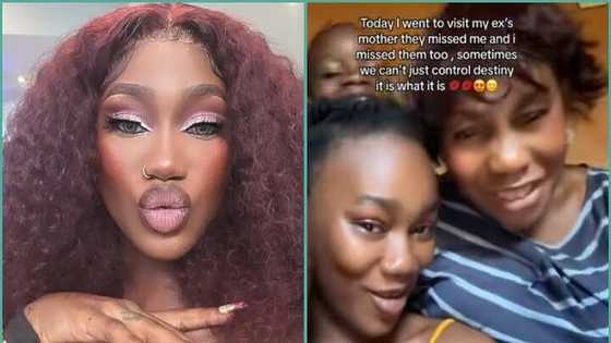 Lady visits ex-boyfriend's family in video, says she missed them: "Only their son did me bad"