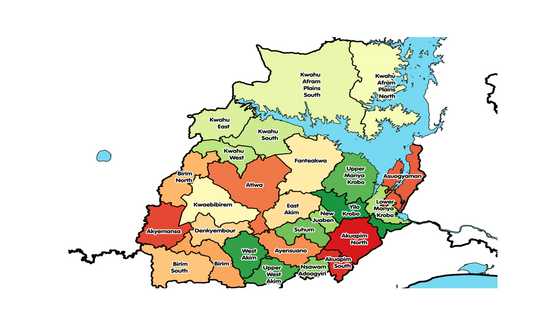 Districts in the Eastern Region of Ghana and their capitals