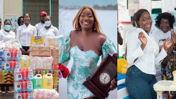 Abena Model: Beautiful Ghanaian model blesses Ashaiman polyclinic with donations to mark b'day