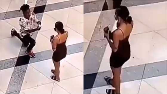 Pretty lady disgraces boyfriend as she boldly rejects his proposal in public; video pops up