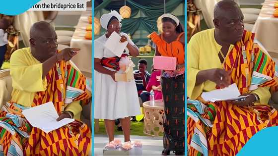 Strict family head checks all items on 'engagement list' during traditional marriage ceremony