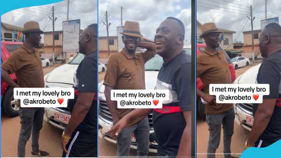 Agya Koo and Akrobeto meet by the roadside in video, show each other love