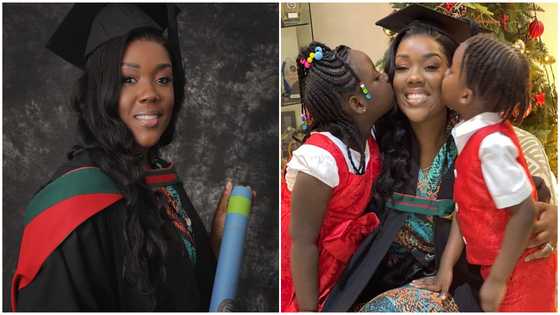 Stonebwoy's wife bags a Master's degree from GIMPA, her children congratulate her with kisses (Photos)