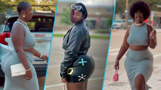 Plus-size lady shows off her curvy body as she struts in heels in spicy videos, netizens drool