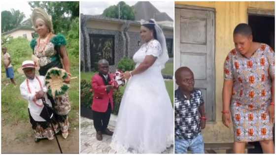 “God gifted me with ability to get women”: Small-sized man who married tall lady reveals in video