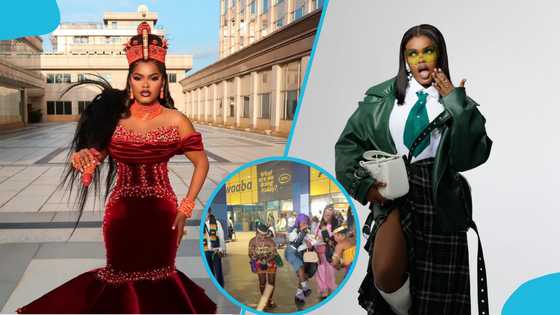 Peller's girlfriend receives rousing welcome as she arrives in Ghana, 'mocks' Adowa dancers in a viral video