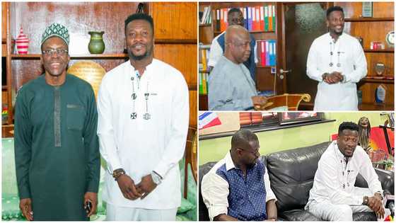 Asamoah Gyan hailed by Speaker of Parliament Alban Bagbin, photos from visit at his office emerge