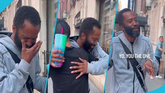 "I'm doing better now": Man breaks into tears after finding stranger who helped him when he was homeless