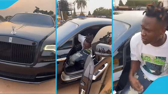 Jay Bahd shows Shatta Wale levels as he pulls up in classier Rolls Royce in viral video
