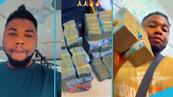 Ghanaian boy flaunts wealth on social media, displays stacks of cash: "Grace is speaking"