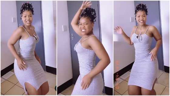 Better than Hajia Bintu - Video of pretty lady's unusual dance moves in fitting dress leaves people talking