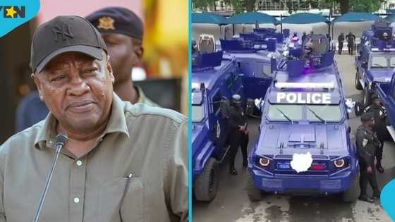 President Mahama shows driving skills as he hands over 40 armoured vehicles to Ghana Police Service