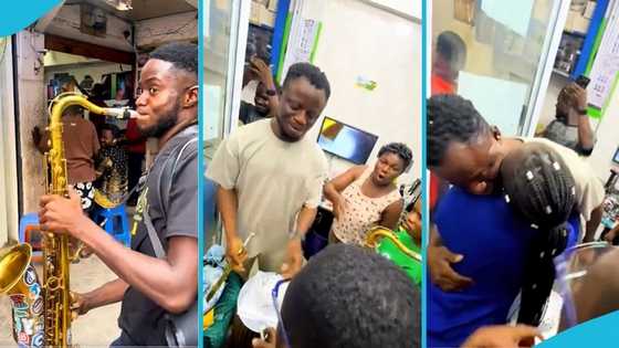 Ghanaian woman surprises boyfriend at his workplace on his birthday, video