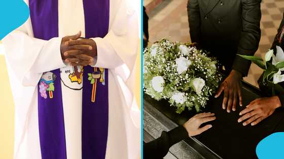 Priest falls onto coffin in grave while praying for the dead