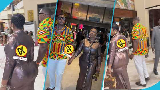 Dr Kwaku Oteng's ex-wife Akua GMB rocks a shiny gownat the Ghana Movie Awards: "What a gorgeous BBL"