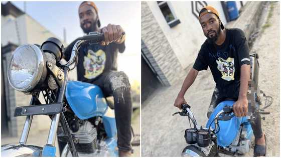 Ambitious young man 'buys' motorcycle, prepares to ride from Lagos to London, causes stir on Twitter