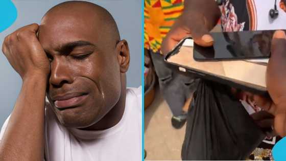 Phone scam: Ghanaian man allegedly discovers ceramic tile inside package in viral video