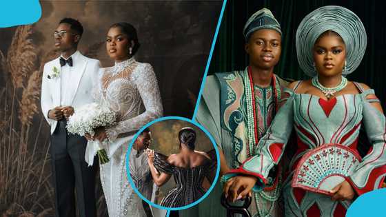 Nigerian Bride Jarvis wows fans in a metallic gown at her wedding reception
