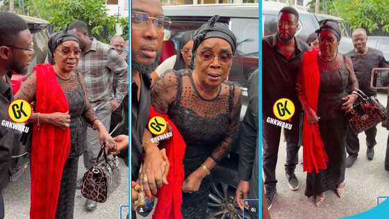 Maame Dokono’s Temu designer bag steals the show as she visits Odo Broni to mourn Daddy Lumba
