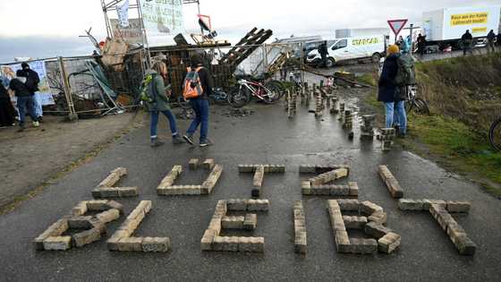 Protest at German village to block coal mine expansion