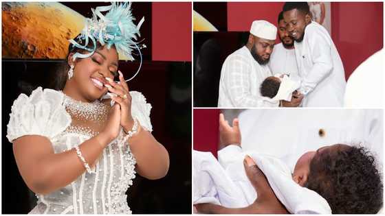 Tracey Boakye and hubby christen son in a plush ceremony, lovely videos and photos emerge