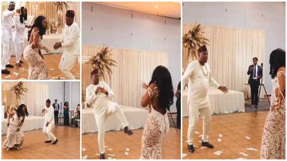 Bride pauses at wedding to catch glimpse of her dad as he performs great dance