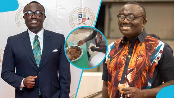 Bola Ray consumes big bowl of Waakye with his friends by the roadside, video