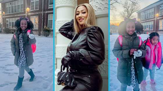 Hajia 4Reall's daughter Naila happily plays in the snow en route to school, video melts hearts