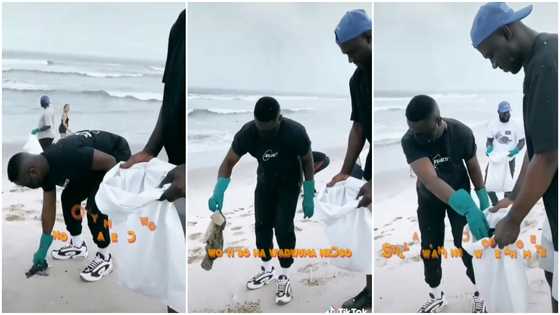 Sarkodie Goes On Cleaning Exercise; Picks Rubish At The Beach With His Team In Video