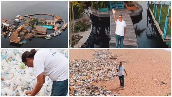 Smart man builds first-ever hotel that floats on sea with 800k plastic bottles, video of the place wows many