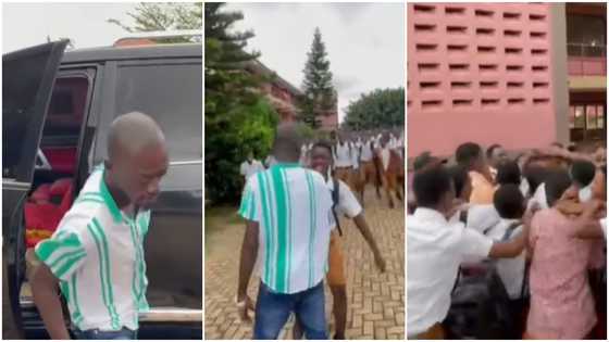 Lil Win: Popular Actor Visits Kumasi High School; Gets Mobbed By Excited Students In Video