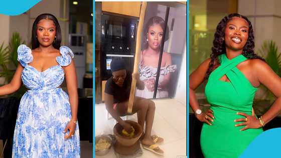 Delay melts hearts as she pounds and stirs fufu with her one hand in her plush kitchen