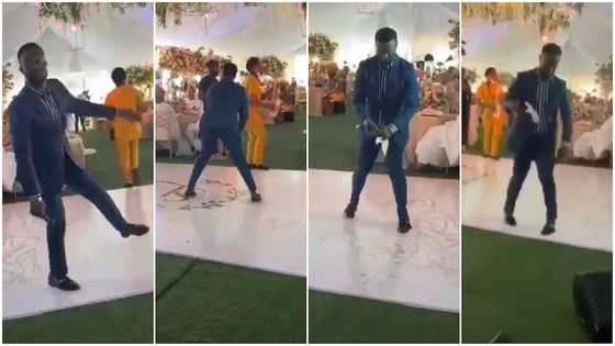 Man 'scatters' dance floor at wedding ceremony with 'gbese' moves