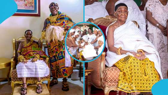 91-year-old Nana Konadu Yiadom III marks 8th anniversary as Asantehemaa, cracks jokes with Otumfuo