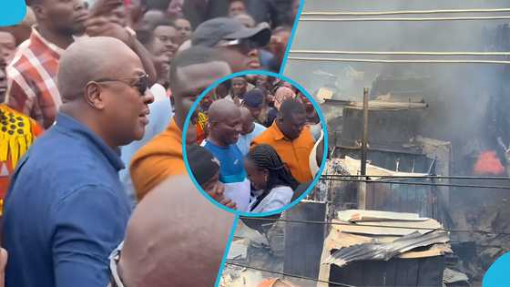 Mahama rushes to Adum Market to sympathise with fire victims, expresses sorrow over the incident