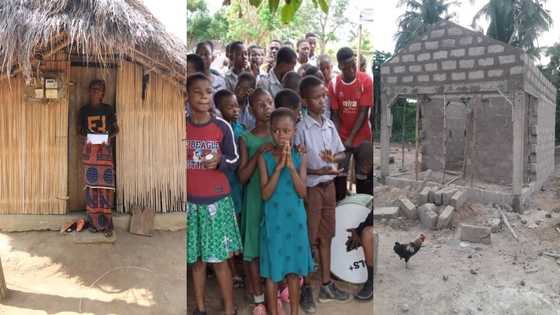 Primary pupils in Akatsi lay blocks to build single room for their late schoolmate's mother