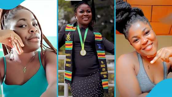 Ghanaian lady bags first class to fulfil promise to late dad: "He must be proud"