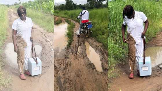 Ghanaian community nurse falls in mud whilst on way to provide emergency service