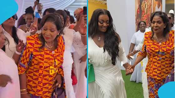 "How is it possible?": Ghanaians amazed as Jackie Appiah's mother slays at 80th birthday party, video emerges