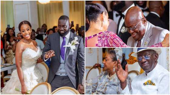 Princess Emily Victoria looks stunning in deep-plunge yellow gown as Akufo-Addo and ex-president Kufour attend lavish wedding reception