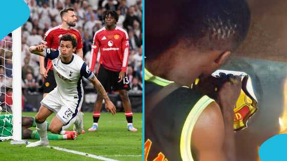 Man United supporter removes club sticker from Pragya after Spurs defeat (Video)
