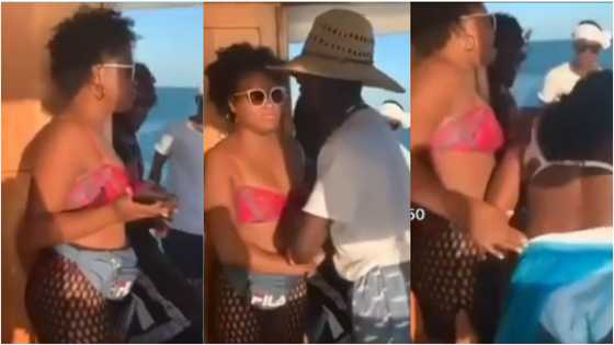 Angry lady fights boyfriend as he grinds his alleged side chick in video; punches him in the face