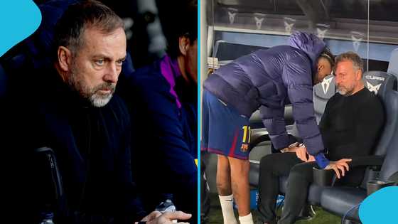 Barca star spotted comforting Hansi Flick in newly emerged touchline video