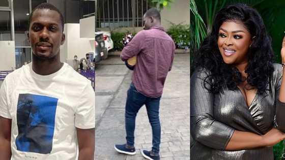 Proud father moments: Zionfelix takes walk in town with daughter in his arms; adorable video pops up