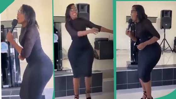 Curvy lady in hot black dress leads praise and worship in church: "That's how God created her"