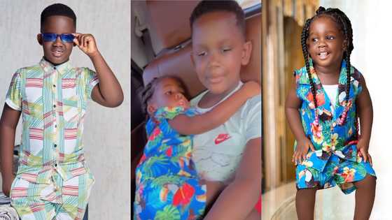 Adorable video of Tracey Boakye's son cuddling and singing for sister warms hearts