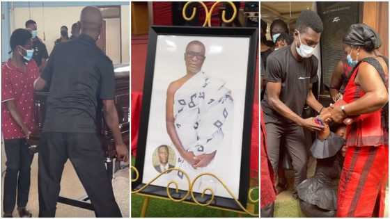 Ghanaian lady falls, breaks down in tears at her late dad's burial; emotional videos evoke tears online