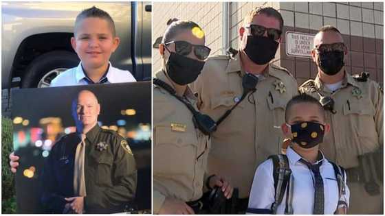 Police officers show love to their dead colleague’s son, give him escort on his first day at school
